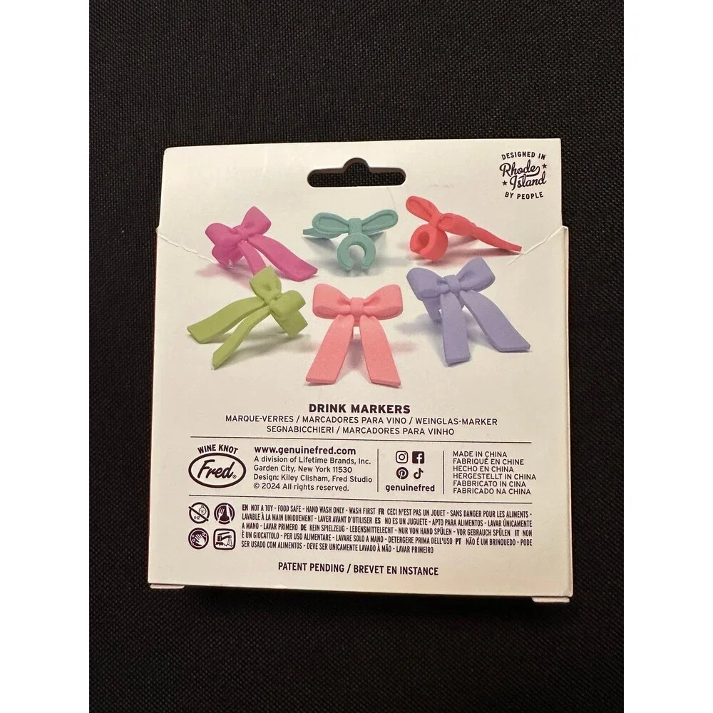NEW colorful bows tie one on drink markers
